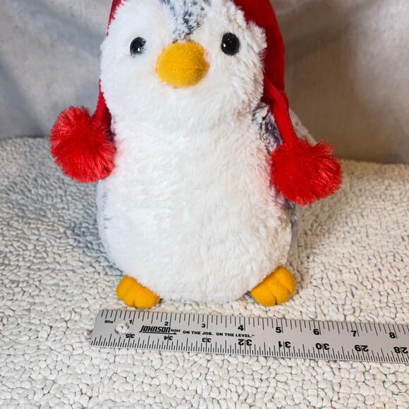 Aurora World Penguin Plush Wearing Red Ear Flaps Winter Hat ~8.5" Tall Soft - Picture 5 of 10